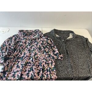 Lot of 2 Bad Birdie Polo Shirts Mens Floral/Dot Golf Performance Stretch Size L